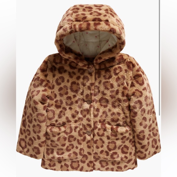 Mini Boden faux fur Leopard print coat NWT - Picture 1 of 7